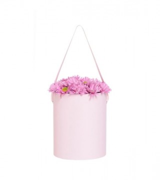 Orta Boy Pembe Silindir Kutuda Pembe Papatyalar-Küçük Silindir Kutuda Çiçek