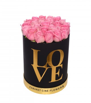 Large Love Box Pink-Love Silindir Kutu